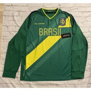 NWT POLO SPORT XL Ralph Lauren Green Performance Vintage BRAZIL JERSEY Soccer's